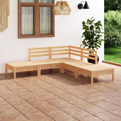 vidaXL - 175587 - Marrón - Pino - Juego de muebles de jardín vidaXL - 175587 - Marrón - Pino - Juego de muebles de jardín