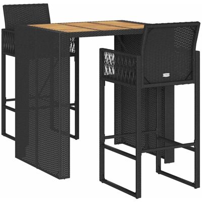 vidaXL Conjunto de bar de jardín - Negro, 3 piezas, mobiliario exterior de lujo vidaXL Conjunto de bar de jardín - Negro, 3 piezas, mobiliario exterior de lujo