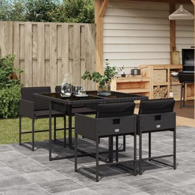 Set De Muebles Jardín 5 Pzas Con Cojines Ratán Sintético Negro Vidaxl Set De Muebles Jardín 5 Pzas Con Cojines Ratán Sintético Negro Vidaxl