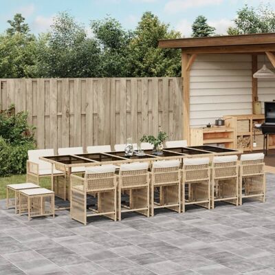 Set comedor de jardín 17 pzas ratán sintético beige Set comedor de jardín 17 pzas ratán sintético beige