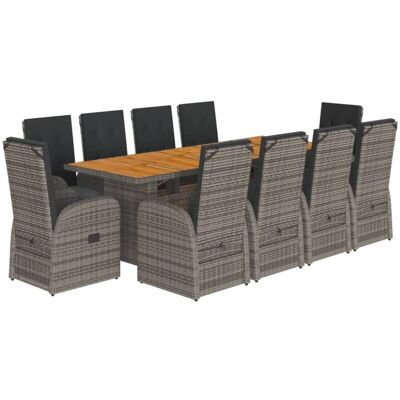 Conjunto de jardín vidaXL con 10 sillas y mesa - Gris Conjunto de jardín vidaXL con 10 sillas y mesa - Gris