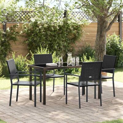Vidaxl Set de 3 - Negro - Ratán PE - Sillas de exterior Vidaxl Set de 3 - Negro - Ratán PE - Sillas de exterior