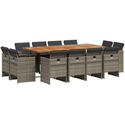 Conjunto de comedor de jardín con cojines - 12 plazas, Sillas plegables Conjunto de comedor de jardín con cojines - 12 plazas, Sillas plegables