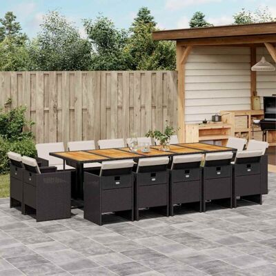 Set Comedor De Jardín Con Cojines 15 Pzas Ratán Sintético Negro Vidaxl Set Comedor De Jardín Con Cojines 15 Pzas Ratán Sintético Negro Vidaxl