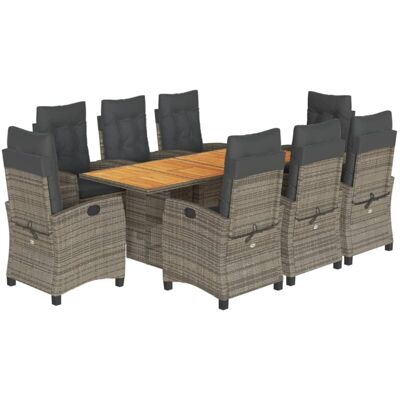 Conjunto de comedor de jardín Vidaxl - 9 piezas gris Conjunto de comedor de jardín Vidaxl - 9 piezas gris