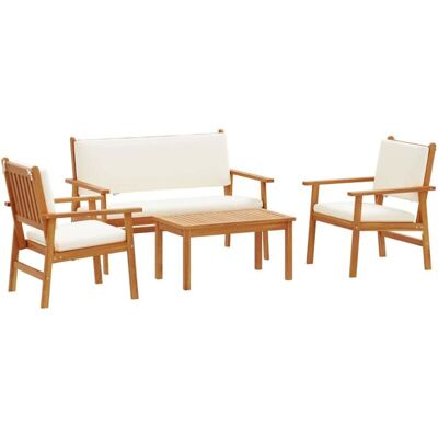 vidaXL Juego de 2 Muebles de Madera Maciza de Acacia Natural - Duradero Beige - Conjunto de Sofás Exteriores vidaXL Juego de 2 Muebles de Madera Maciza de Acacia Natural - Duradero Beige - Conjunto de Sofás Exteriores