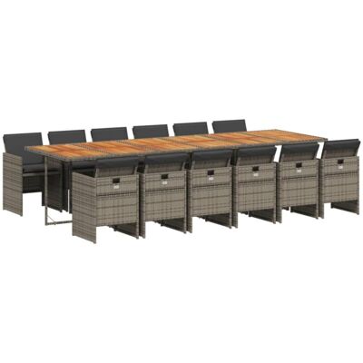 vidaXL Juego de Comedor de Jardín - 13 Pzas Ratán Gris vidaXL Juego de Comedor de Jardín - 13 Pzas Ratán Gris
