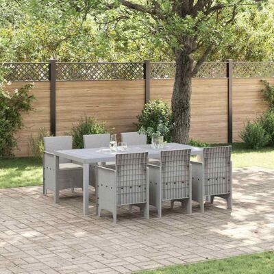 VIDAXL Juego de comedor para jardín 7 piezas Gris claro Plástico resistente a UV - Muebles de jardín VIDAXL Juego de comedor para jardín 7 piezas Gris claro Plástico resistente a UV - Muebles de jardín