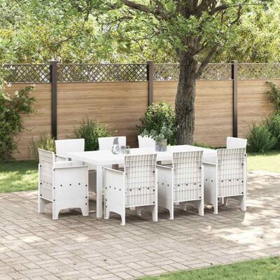 Conjunto de Comedor Jardín 9 Piezas Ratán Blanco vidaXL Conjunto de Comedor Jardín 9 Piezas Ratán Blanco vidaXL