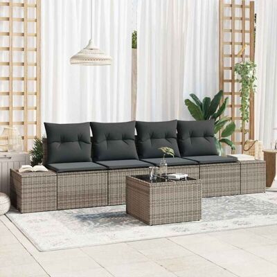 Conjunto de Sofá de Jardín Vidaxl Gris Modern Resistente al Clima 5 Piezas Conjunto de Sofá de Jardín Vidaxl Gris Modern Resistente al Clima 5 Piezas