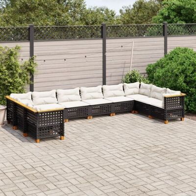Vidaxl - Set De Sofás De Jardín 10 Pzas Cojines Ratán Sintético Negro Vidaxl - Set De Sofás De Jardín 10 Pzas Cojines Ratán Sintético Negro