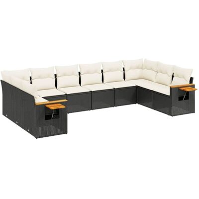 Vidaxl - Set De Sofás De Jardín 10 Pzas Cojines Ratán Sintético Negro Vidaxl - Set De Sofás De Jardín 10 Pzas Cojines Ratán Sintético Negro