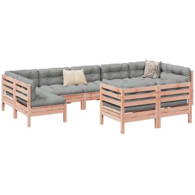 Set de Sofás Jardín 9 pzas con Cojines Madera Douglas - Natural - VidaXL Set de Sofás Jardín 9 pzas con Cojines Madera Douglas - Natural - VidaXL