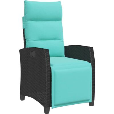 Silla de jardín reclinable con mesa auxiliar - Negro, vidaXL Silla de jardín reclinable con mesa auxiliar - Negro, vidaXL