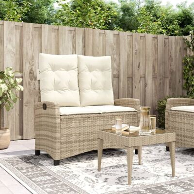 Vidaxl - Sillón Reclinable De Jardín Con Cojines Ratán Sintético Beige Vidaxl - Sillón Reclinable De Jardín Con Cojines Ratán Sintético Beige