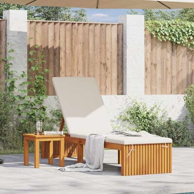 Vidaxl - Tumbona Ajustable en Crema y Marrón de Madera - Tumbona Vidaxl - Tumbona Ajustable en Crema y Marrón de Madera - Tumbona