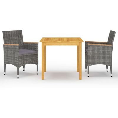 Juego De Comedor De Jardín De 3 Piezas Gris Vidaxl Juego De Comedor De Jardín De 3 Piezas Gris Vidaxl
