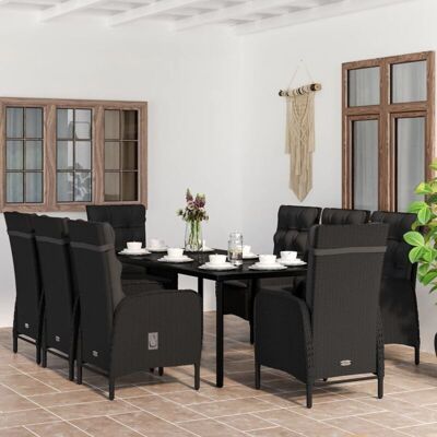 Juego de comedor para jardín Maisonchic - Acero, Ratán, Vidrio - 9 Piezas Juego de comedor para jardín Maisonchic - Acero, Ratán, Vidrio - 9 Piezas