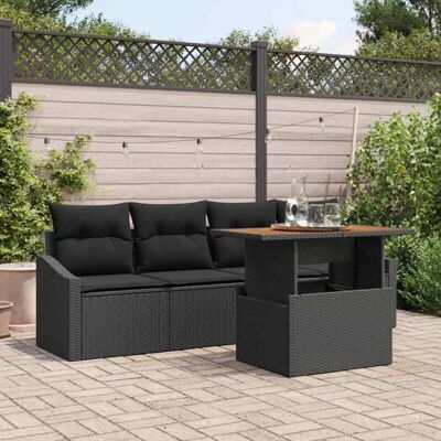 VidaXL Conjunto de Sofás de Jardín - Ratán Negro - Muebles de Exterior VidaXL Conjunto de Sofás de Jardín - Ratán Negro - Muebles de Exterior