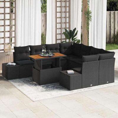 Juego de Sofá de Jardín Negro 9 Piezas - Muebles de Exterior Juego de Sofá de Jardín Negro 9 Piezas - Muebles de Exterior