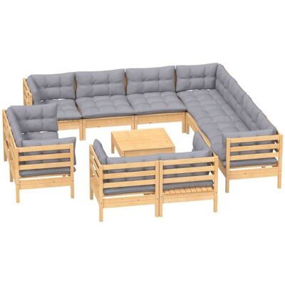 vidaXL Juego de Jardín - Muebles Modulares, Gris vidaXL Juego de Jardín - Muebles Modulares, Gris