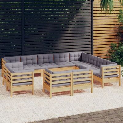 Conjunto de Muebles de Jardín Maisonchic de Madera de Pino - 12 Pzas con Cojines Conjunto de Muebles de Jardín Maisonchic de Madera de Pino - 12 Pzas con Cojines