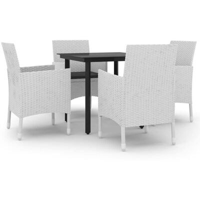 Conjunto de comedor de jardín Maisonchic - 5 piezas y cojines - Blanco Conjunto de comedor de jardín Maisonchic - 5 piezas y cojines - Blanco