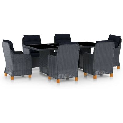 Set Comedor Jardín 7 Pzas Cojines Ratán Sintético Gris Oscuro Vidaxl Set Comedor Jardín 7 Pzas Cojines Ratán Sintético Gris Oscuro Vidaxl
