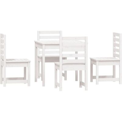 MAISONCHIC Conjunto de Comedor de Jardín de Pino - 4 Sillas y 1 Mesa - Blanco MAISONCHIC Conjunto de Comedor de Jardín de Pino - 4 Sillas y 1 Mesa - Blanco