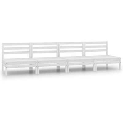Conjunto de Sofás Centrales de Jardín de Pino Macizo vidaXL - 4 piezas Blanco Conjunto de Sofás Centrales de Jardín de Pino Macizo vidaXL - 4 piezas Blanco