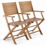 OVIALA Lote de 2 sillas de madera de eucalipto - Marrón