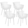 BELIANI Conjunto de 4 sillas de comedor blanco plástico reposabrazos Pesaro - Blanco