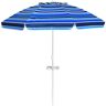 Sombrilla de Playa Parasol para Jardín Mercado Patio Sombrilla Inclinable Sin Base (Rayas Azul Oscuro) - Costway