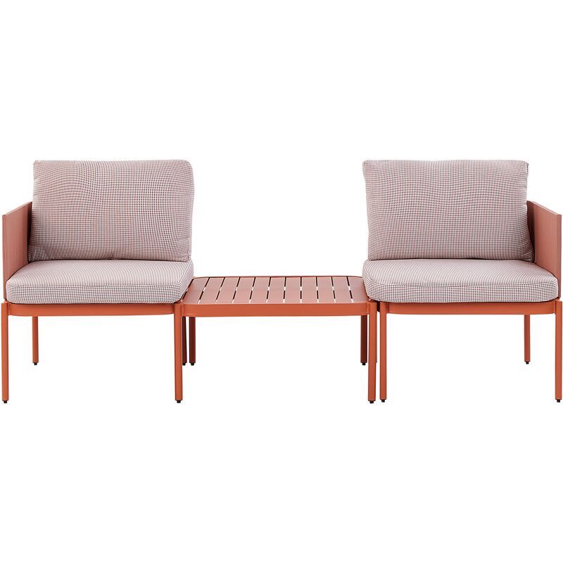 BELIANI Conjunto de sala de estar 2 plazas modular de metal naranja blanco sofás cojines mesa Terracina - Naranja