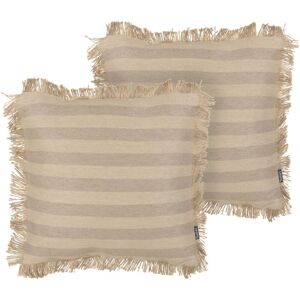 Beliani Conjunto de 2 Cojines Decorativos - Beige Yute 45x45cm Beliani Conjunto de 2 Cojines Decorativos - Beige Yute 45x45cm