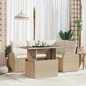 Vidaxl - Conjunto De Sofá De Jardín Con Cojín 5 Pcs Beige Poliratán Vidaxl - Conjunto De Sofá De Jardín Con Cojín 5 Pcs Beige Poliratán