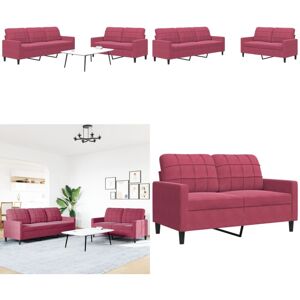 VIDAXL Juego De Sofás Con Cojines 2 Piezas Terciopelo Rojo Tinto - Sofá De 2 Plazas - Sofá De 3 Plazas VIDAXL Juego De Sofás Con Cojines 2 Piezas Terciopelo Rojo Tinto - Sofá De 2 Plazas - Sofá De 3 Plazas