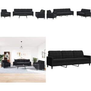 VIDAXL Juego De Sofás Con Cojines 3 Piezas Terciopelo Negro - Sofá De 2 Plazas - Sofá Negro VIDAXL Juego De Sofás Con Cojines 3 Piezas Terciopelo Negro - Sofá De 2 Plazas - Sofá Negro