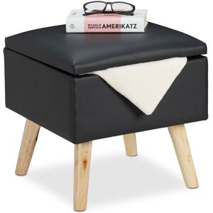 Taburete Bajo Con Almacenamiento, Piel Sintética, Banqueta Almacenaje Y Tapa, 40x40x40 Cm, Acolchado, Negro - Relaxdays Taburete Bajo Con Almacenamiento, Piel Sintética, Banqueta Almacenaje Y Tapa, 40x40x40 Cm, Acolchado, Negro - Relaxdays