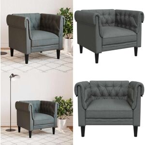 VIDAXL Sillón Chesterfield De Tela Gris Oscuro - Sofá De Tela - Sofá Gris Oscuro VIDAXL Sillón Chesterfield De Tela Gris Oscuro - Sofá De Tela - Sofá Gris Oscuro
