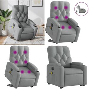 VIDAXL Sillón De Masaje Eléctrico Reclinable Elevable Tela Gris Claro - Sillón Reclinable - Elevación Eléctrica VIDAXL Sillón De Masaje Eléctrico Reclinable Elevable Tela Gris Claro - Sillón Reclinable - Elevación Eléctrica
