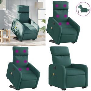 VIDAXL Sillón Masaje Eléctrico Reclinable Elevable Tela Verde Oscuro - Masaje Eléctrico - Silla Reclinable VIDAXL Sillón Masaje Eléctrico Reclinable Elevable Tela Verde Oscuro - Masaje Eléctrico - Silla Reclinable