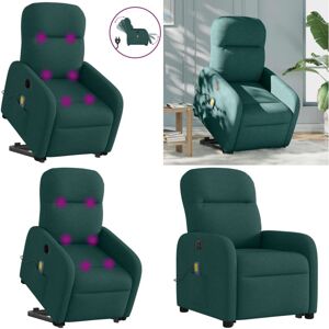 VIDAXL Sillón Masaje Eléctrico Reclinable Elevable Tela Verde Oscuro - Masaje - Elevación Eléctrica VIDAXL Sillón Masaje Eléctrico Reclinable Elevable Tela Verde Oscuro - Masaje - Elevación Eléctrica