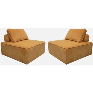 Sweeek - Sofá Modular De Pana, 2 Plazas, Lao, Mostaza, 90x90x40 Cm Sweeek - Sofá Modular De Pana, 2 Plazas, Lao, Mostaza, 90x90x40 Cm