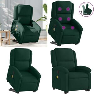 VIDAXL Sillón Reclinable De Masaje Elevable Terciopelo Verde Oscuro - Masaje - Elevación Eléctrica VIDAXL Sillón Reclinable De Masaje Elevable Terciopelo Verde Oscuro - Masaje - Elevación Eléctrica