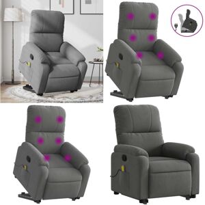 VIDAXL Sillón Reclinable Masaje Elevable Tela Microfibra Gris Oscuro - Masaje - Elevación Eléctrica VIDAXL Sillón Reclinable Masaje Elevable Tela Microfibra Gris Oscuro - Masaje - Elevación Eléctrica