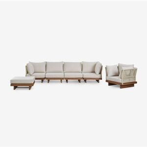 Sklum - Conjunto De Jardín Con Sofá Modular De 4 Piezas Con 2 Sillones Esquineros, Sillón Y Puff En Madera De Acacia Dailin Sklum - Conjunto De Jardín Con Sofá Modular De 4 Piezas Con 2 Sillones Esquineros, Sillón Y Puff En Madera De Acacia Dailin