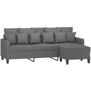 Vidaxl - Sofá De 3 Plazas Con Taburete De Tela Gris Oscuro 180 Cm Vidaxl - Sofá De 3 Plazas Con Taburete De Tela Gris Oscuro 180 Cm