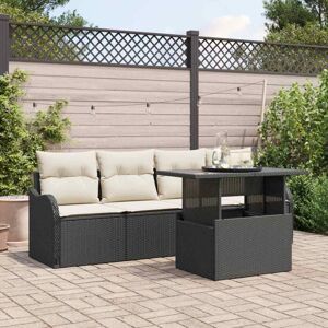 Vidaxl - Conjunto De Sofá De Jardín Con Cojín 5 Pcs Negro Poliratán Vidaxl - Conjunto De Sofá De Jardín Con Cojín 5 Pcs Negro Poliratán
