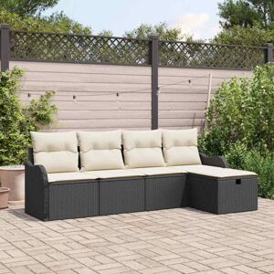 Conjunto De Sofá De Jardín Con Cojín 5 Pcs Negro Poliratán Vidaxl Conjunto De Sofá De Jardín Con Cojín 5 Pcs Negro Poliratán Vidaxl